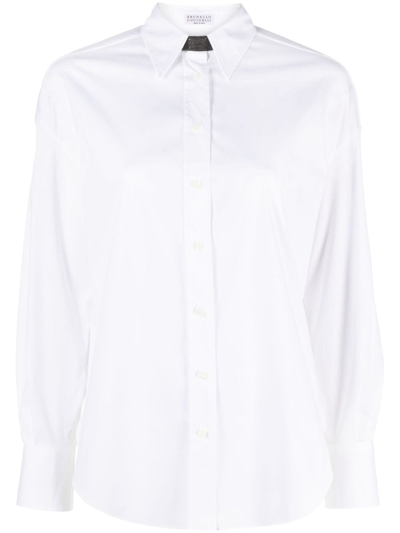 Brunello Cucinelli Monili-embellished Long-sleeve Shirt In White