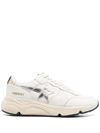 Golden Goose Running Sole Mixed Leather Sneakers In White