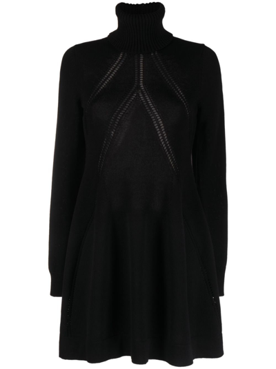 Jil Sander Openwork Knitted Minidress In Black