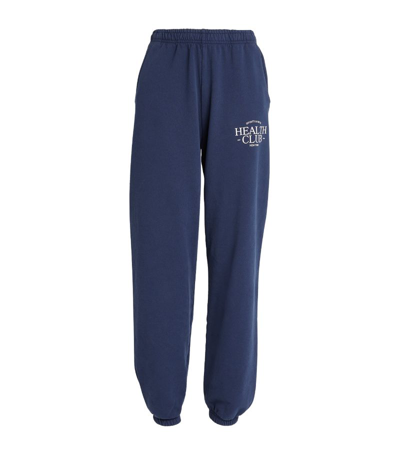 Sporty And Rich Logo-print Cotton Track Pants In Blue