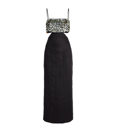 open lace back dress Staud Colette Black Embellished Scallop Mini Dress main image 0