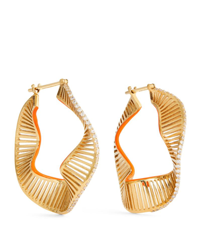 L'atelier Nawbar Yellow Gold, Diamond And Enamel Twisted Waves Earrings