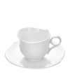 MEISSEN PORCELAIN WAVES RELIEF COFFEE CUP AND SAUCER