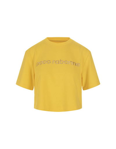 Rabanne T-shirt With Embroidery In Yellow