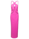 Monot Pink Halterneck Petal Cutout Dress In Polyester Woman In Pink