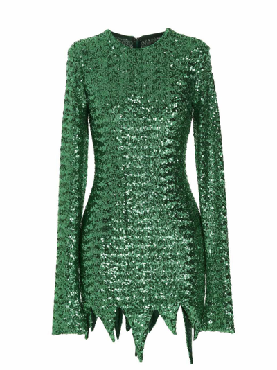 Attico Deva Sequin Mini Dress In Green
