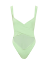 Reina Olga Exotica Cut-out Open Back Swimsuit In Faded Neon Green