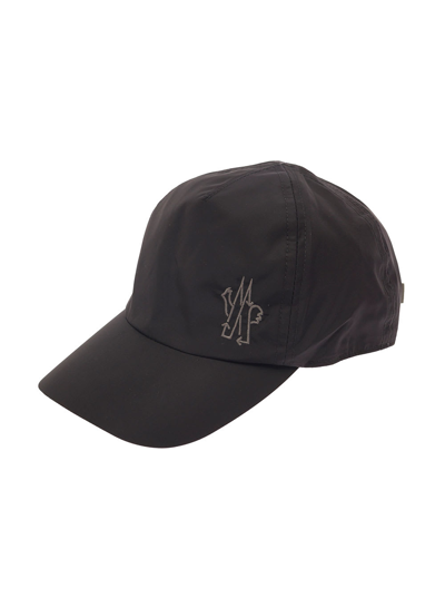 Moncler Black Baseball Cap With Logo Embroidery In Polyamide Woman