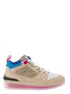 Moncler Pivot Mid Leather And Ripstop-trimmed Suede Sneakers In Multicolor