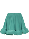 Lanvin Minirock Aus Charmeuse Mit Raffungen Und Volant In Jade