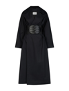 Alaïa Long Trench Coat With Leather Corset Belt In Noir