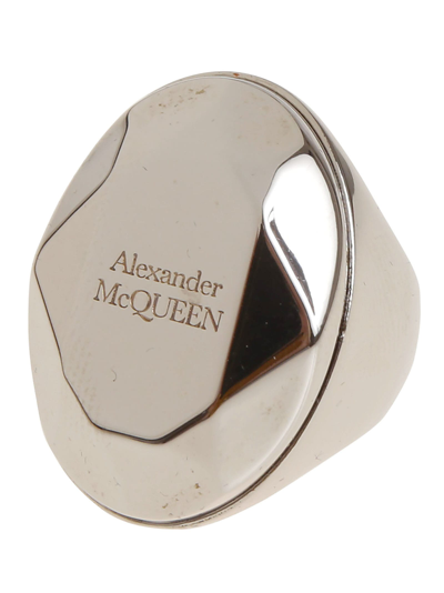 Alexander Mcqueen Faceted Stone Ring In Sil V B Antil