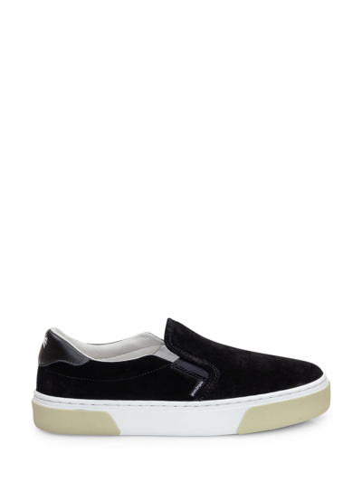 Palm Angels Palm Slip On Suede Sandals In Black