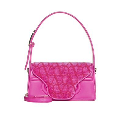 Valentino Garavani Toile Iconographe Le Grand Deuxieme Petite Leather Shoulder Bag In Pink Pp