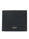 Tom Ford Soft Grain Leather T Line Classic Bifold Wallet W/ Coin Slot In Black