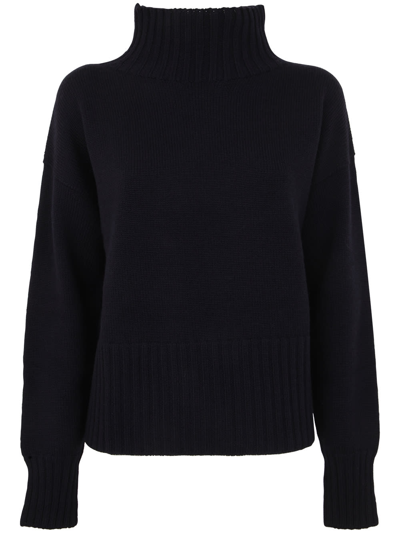 Drumohr Long Sleeves Turtle Neck Oversized Sweater In Blue