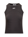 Off-white Stamped Ribbed Round Tank Top In Black White