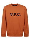 Apc Eliot Flocked-logo Cotton Sweatshirt In Eaf Brick Red