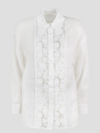 Zimmermann Raie Lace Flower Button-up Shirt In White