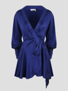 Zimmermann Silk-satin Mini Wrap Dress In Blue