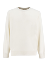 Brunello Cucinelli Light Grey Textured Sweater In Panama_nebbia