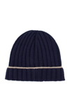 Brunello Cucinelli Ribbed-knit Cashmere Beanie In Navy_camel