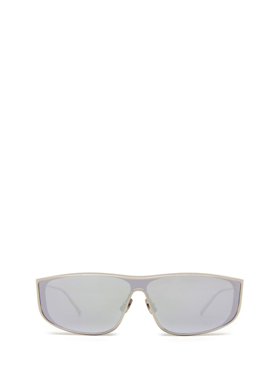 Saint Laurent Sl 605 Rectangular Sunglasses In 003 Silver Silver Silver