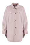 Herno Felted-finish Virgin Wool Shirt In Pink