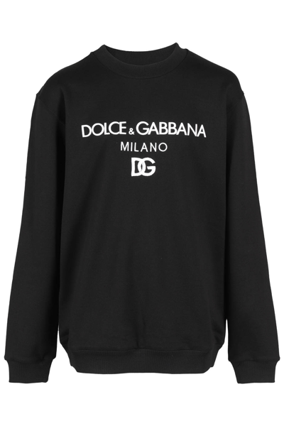 Dolce & Gabbana Kids' Felpa Girocollo Manica Lunga In Nero
