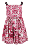 Dolce & Gabbana White/fuchsia Dress Girl Dolce&gabbana Kids In Tn Tris Maioliche Fuxia