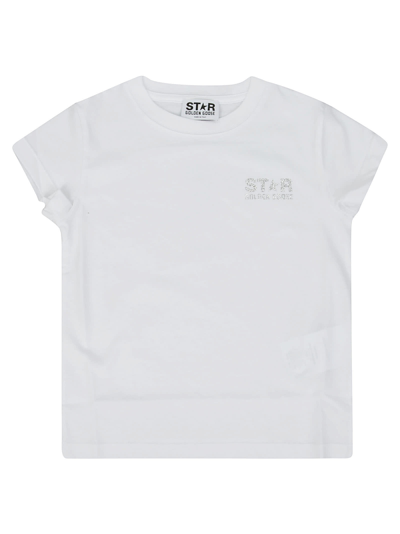 Golden Goose Kids' Star-print Short-sleeve T-shirt In White,silver