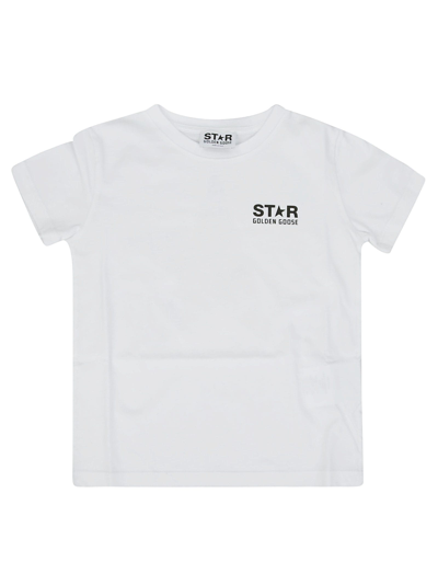 Golden Goose Kids' Star T-shirt In White Blue Royal