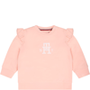 TOMMY HILFIGER PINK SWET-SHIRT FOR BABY GIRL WITH MONOGRAM