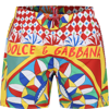 DOLCE & GABBANA YELLOW SWIM BOXER FOR BOY WITH LOGO AND PRINT