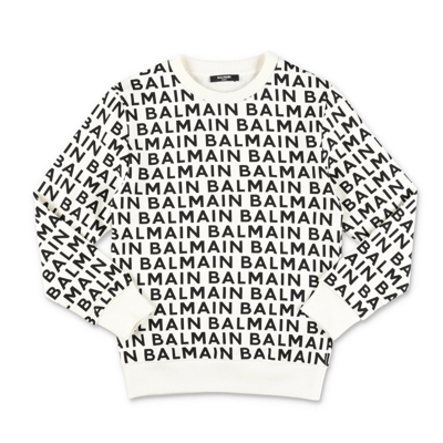 Balmain Kids'  Felpa Bianca In Cotone Bambino In Bianco