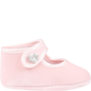 MONNALISA PINK FLAT SHOES FOR BABY GIRL WITH HEARTS