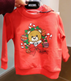MOSCHINO RED SWEATSHIRT FOR BABY KIDS WITH TEDDY BEAR AND LOGO