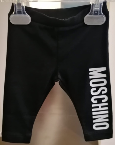 Moschino Kids' Black Leggings For Baby Girl With Logo