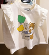 MOSCHINO WHITE T-TSHIRT FOR BABY GIRL WITH TEDDY BEAR AND PRINT