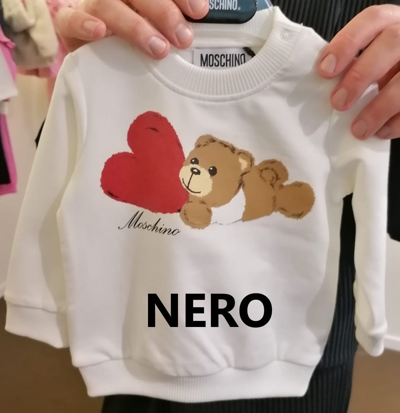 Moschino Kids' Black Sweatshirt For Baby Girl With Teddy Bear And Heart