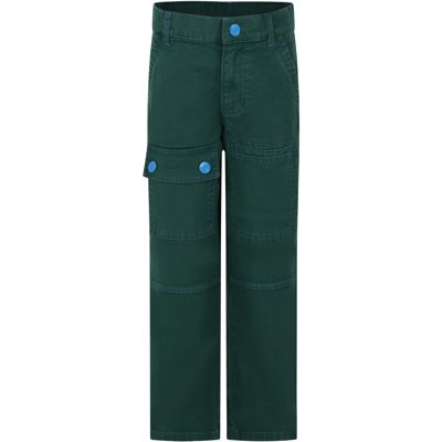 Little Marc Jacobs Kids' Green Trousers For Boy With Logo