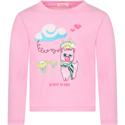 Billieblush Kids' Pink T-shirt For Girl With Logo
