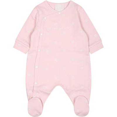 Givenchy Kids' Pink Babygrow For Baby Girl With Logo
