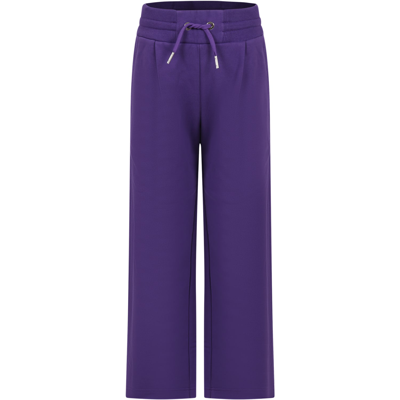 Givenchy Kids' Purple Trousers For Girl With Logo In C Violetto