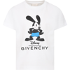GIVENCHY WHITE T-SHIRT FOR KIDS WITH OSWALD AND LOGO