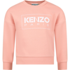 KENZO PINK SWEATHSHIRT FOR GIRL WITH LOGO