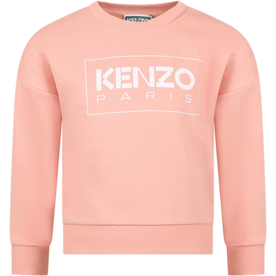 Kenzo Kids Teen Girls Pink Cotton Logo Sweatshirt