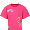 KENZO FUCHSIA T-SHIRT FOR GIRL WITH TIGER AND LOGO