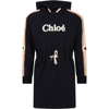 CHLOÉ BLUE CASUAL DRESS FOR GIRL WITH LOGO