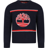 TIMBERLAND BLUE SWEATER FOR BOY WITH ICONIC LOGO